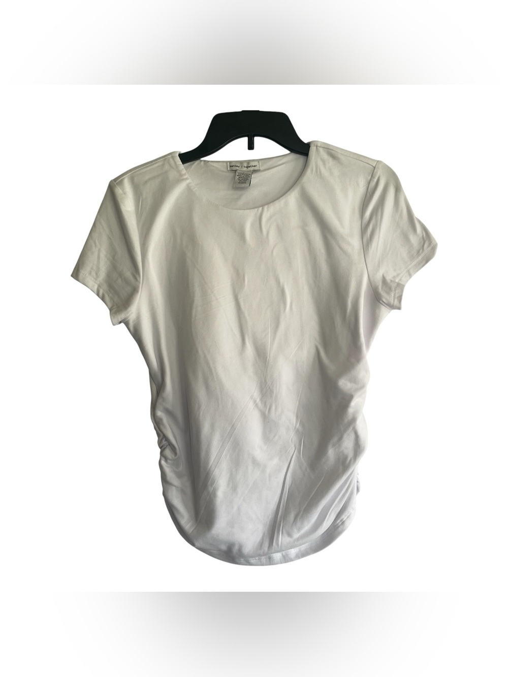 better / together Ruched Side T-Shirt White Cotton Blend Women’s L Y2K Boho